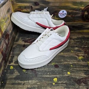 Men's FILA Sanati SL - Gardenia/Fila Red Italian Leather 1tm02031-156  - Size 11